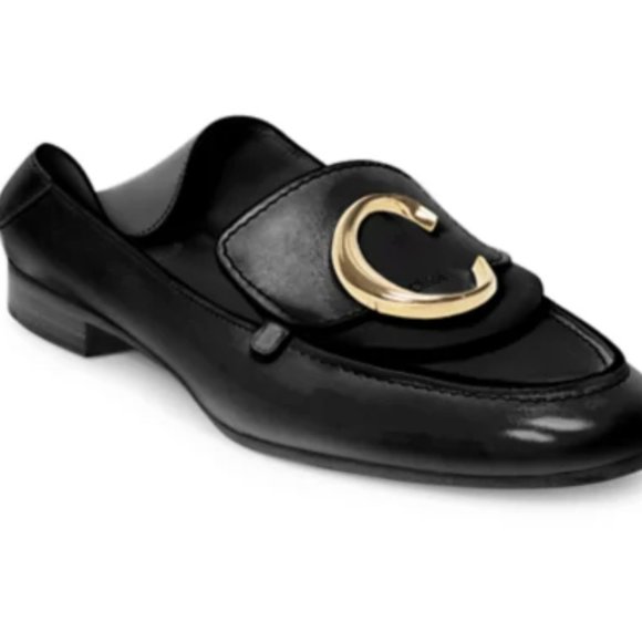 CHLOÉ Leather C Loafers Women's Black Sz. 39 - Picture 8 of 9